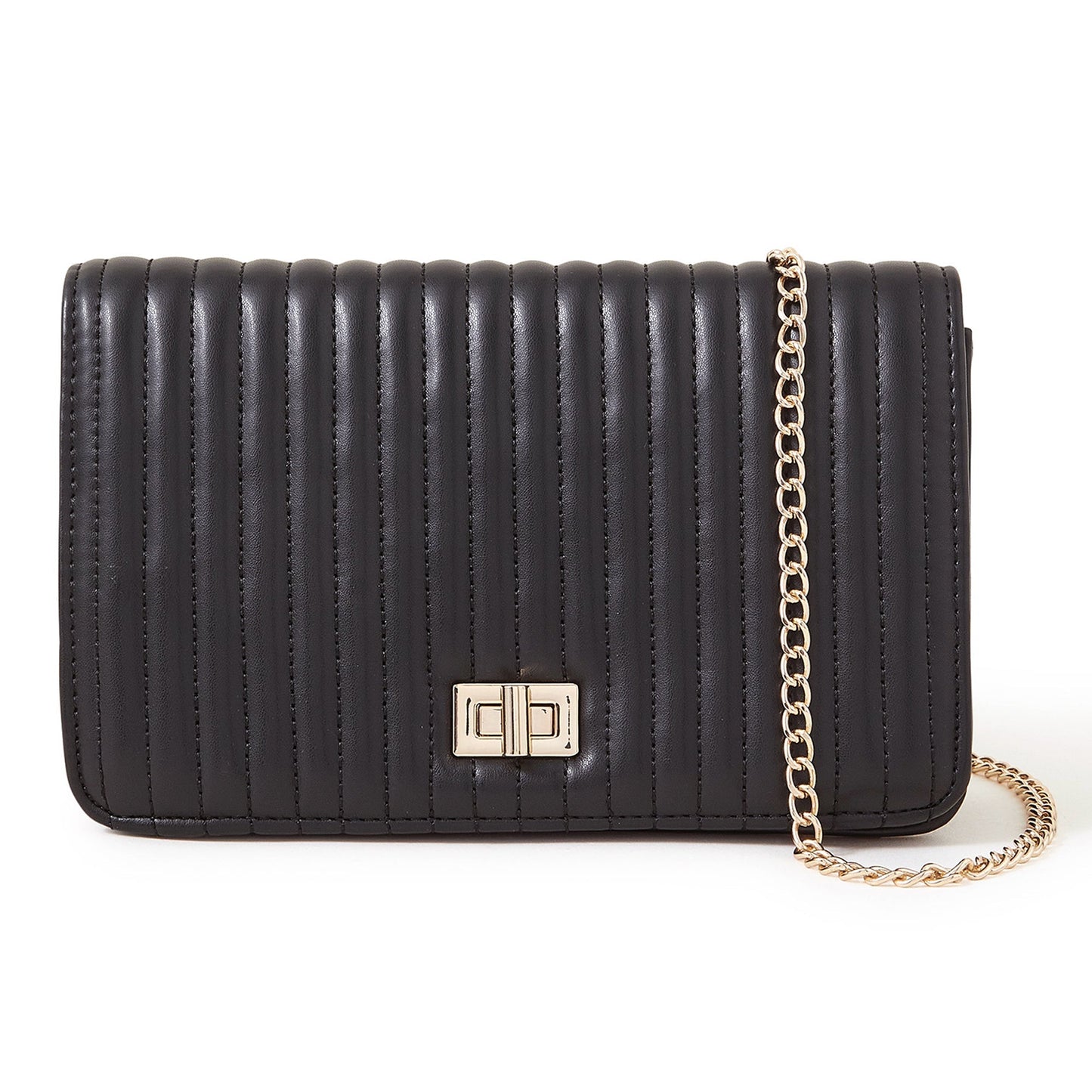 Women's Black Quilted Chain Shoulder Bag