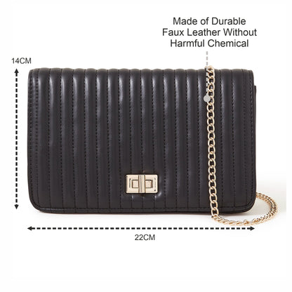Women's Black Quilted Chain Shoulder Bag