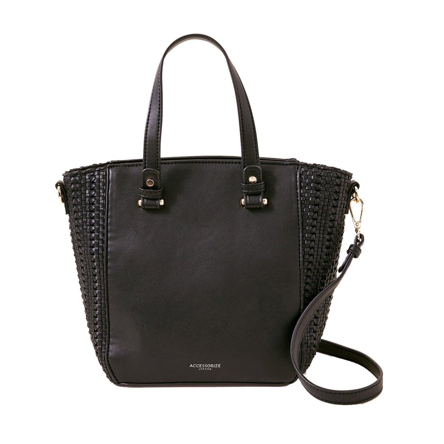 Women's Black Woven Handheld Bag