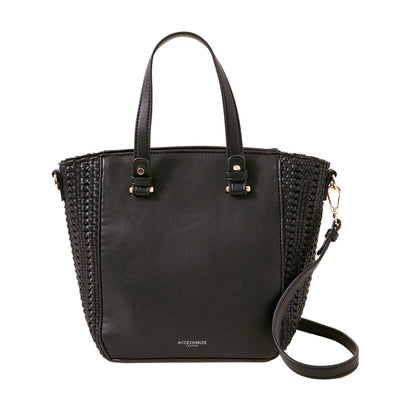 Women's Black Woven Handheld Bag