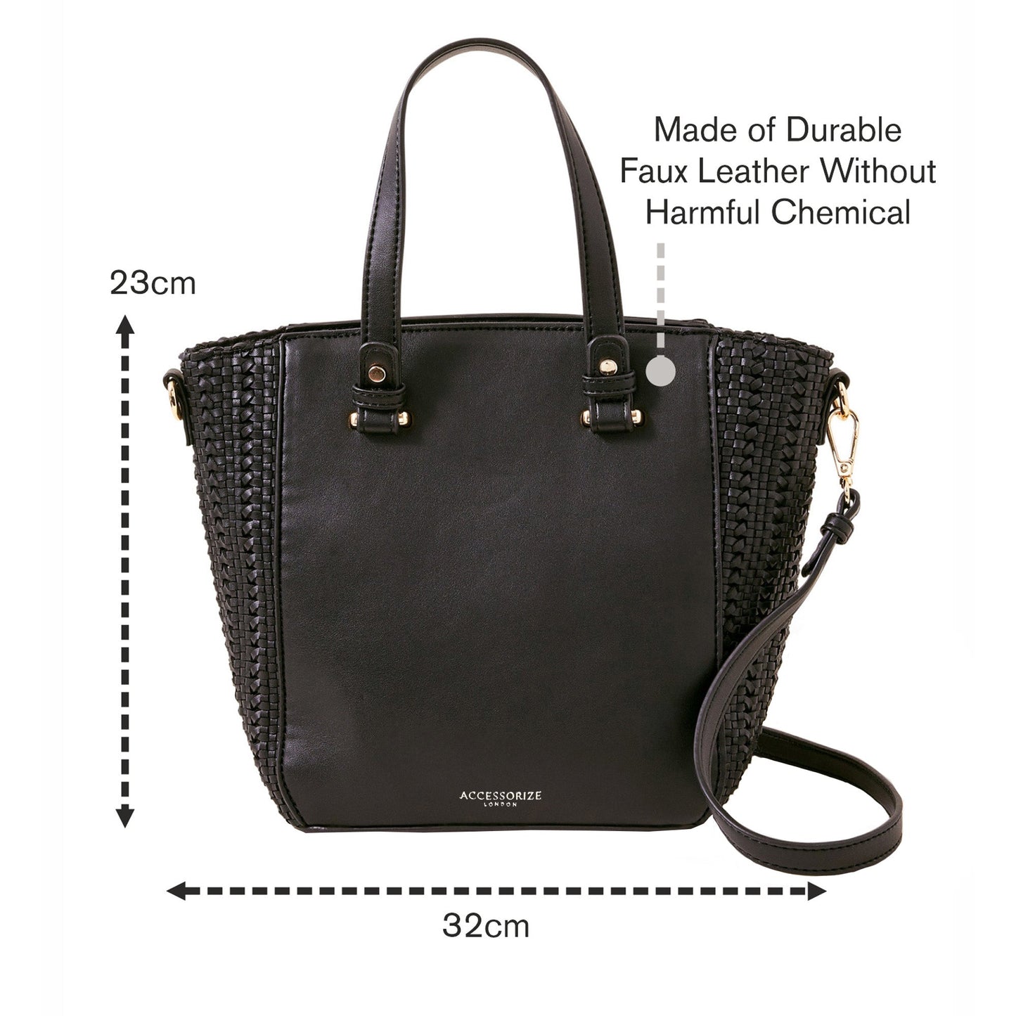 Women's Black Woven Handheld Bag