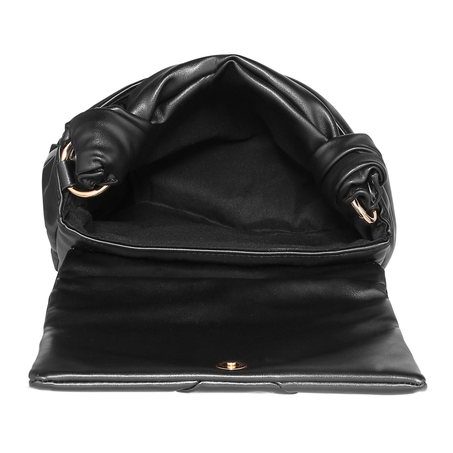 Women's Black Quilted Handheld Cross Body Bag