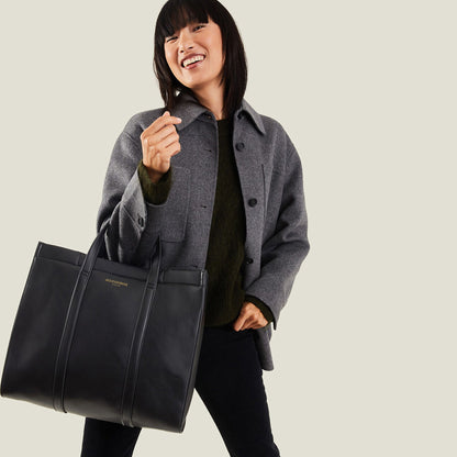 Women's Black Large Shoulder Book Bag