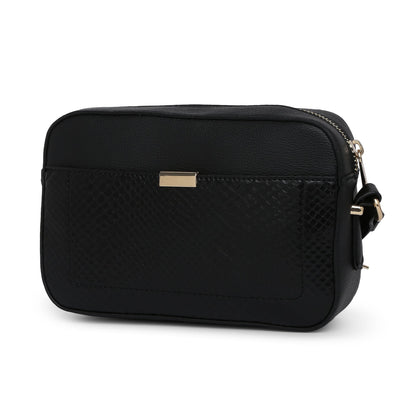 Women's Faux Leather Black Piper Camera Croc Sling Bag