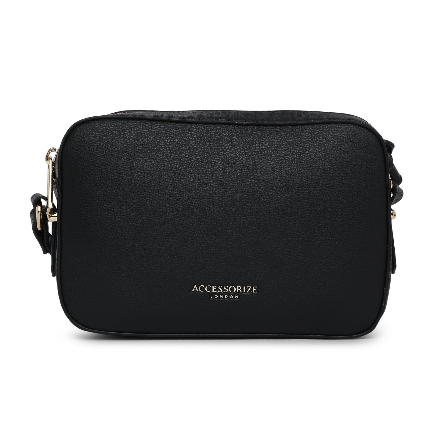 Women's Faux Leather Black Piper Camera Croc Sling Bag