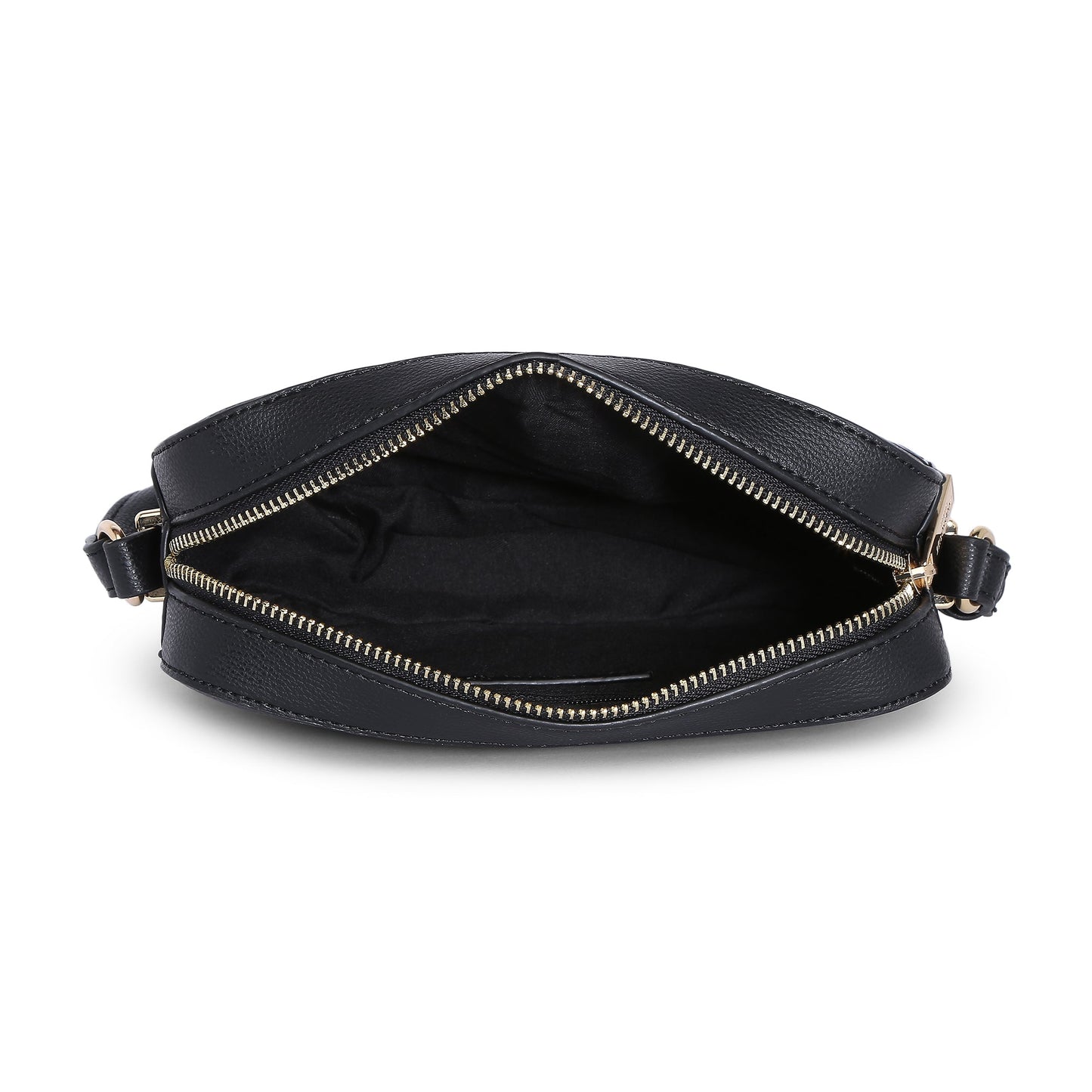Women's Faux Leather Black Piper Camera Croc Sling Bag