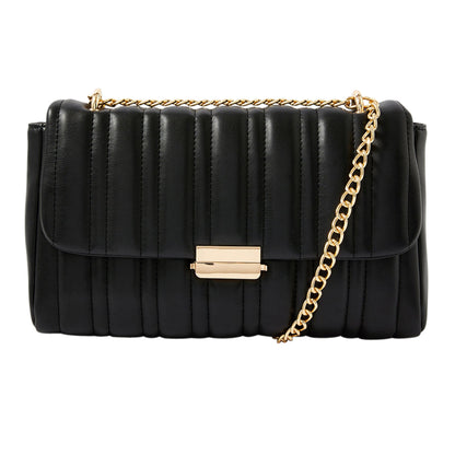 Women's Faux Leather Black Carrie Chain Quilt Sling Bag