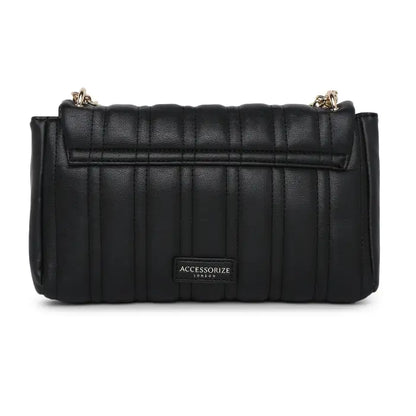 Women's Faux Leather Black Carrie Chain Quilt Sling Bag