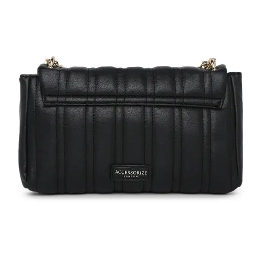 Women's Faux Leather Black Carrie Chain Quilt Sling Bag