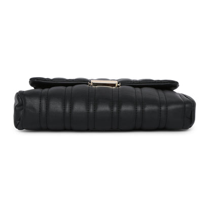Women's Faux Leather Black Carrie Chain Quilt Sling Bag