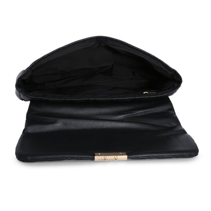 Women's Faux Leather Black Carrie Chain Quilt Sling Bag
