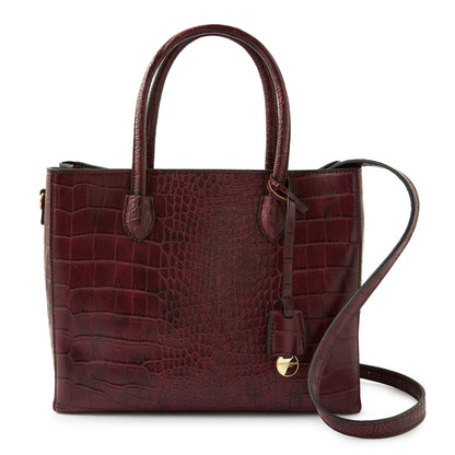 Women's Faux Leather Burgundy Gemma croc handheld Satchel Bag