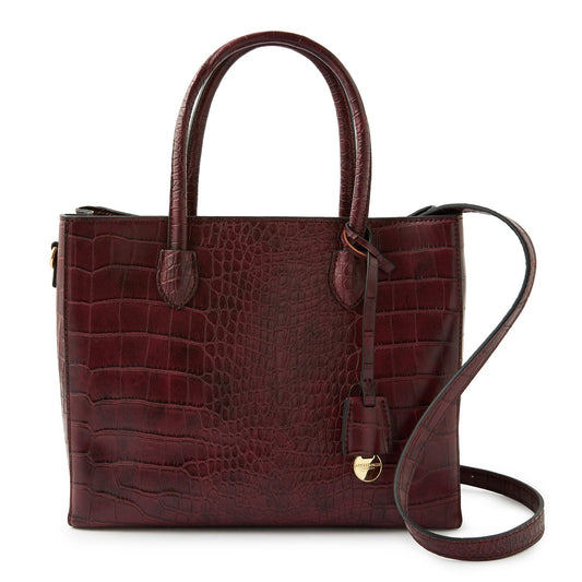 Women's Faux Leather Burgundy Gemma croc handheld Satchel Bag