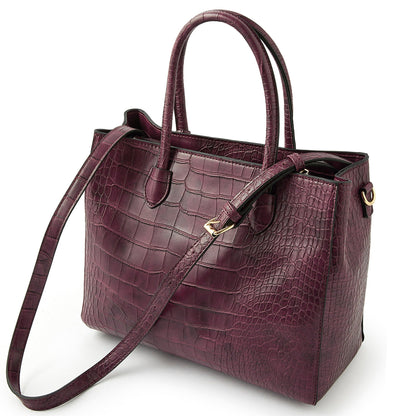 Women's Faux Leather Burgundy Gemma croc handheld Satchel Bag