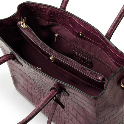 Women's Faux Leather Burgundy Gemma croc handheld Satchel Bag