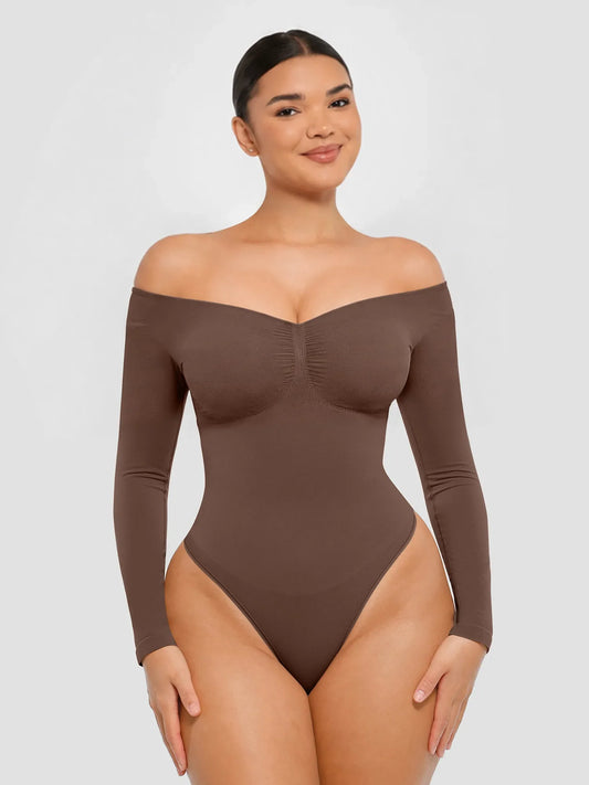 Seamless Long Sleeve Tummy Control Thong Bodysuit