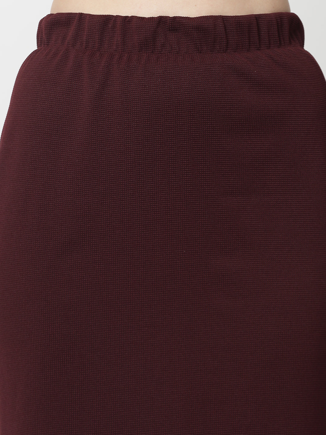 Maroon Lycra Fish Cut Skirt