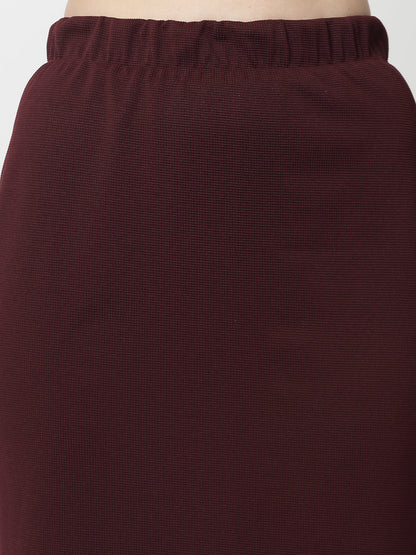 Maroon Lycra Fish Cut Skirt
