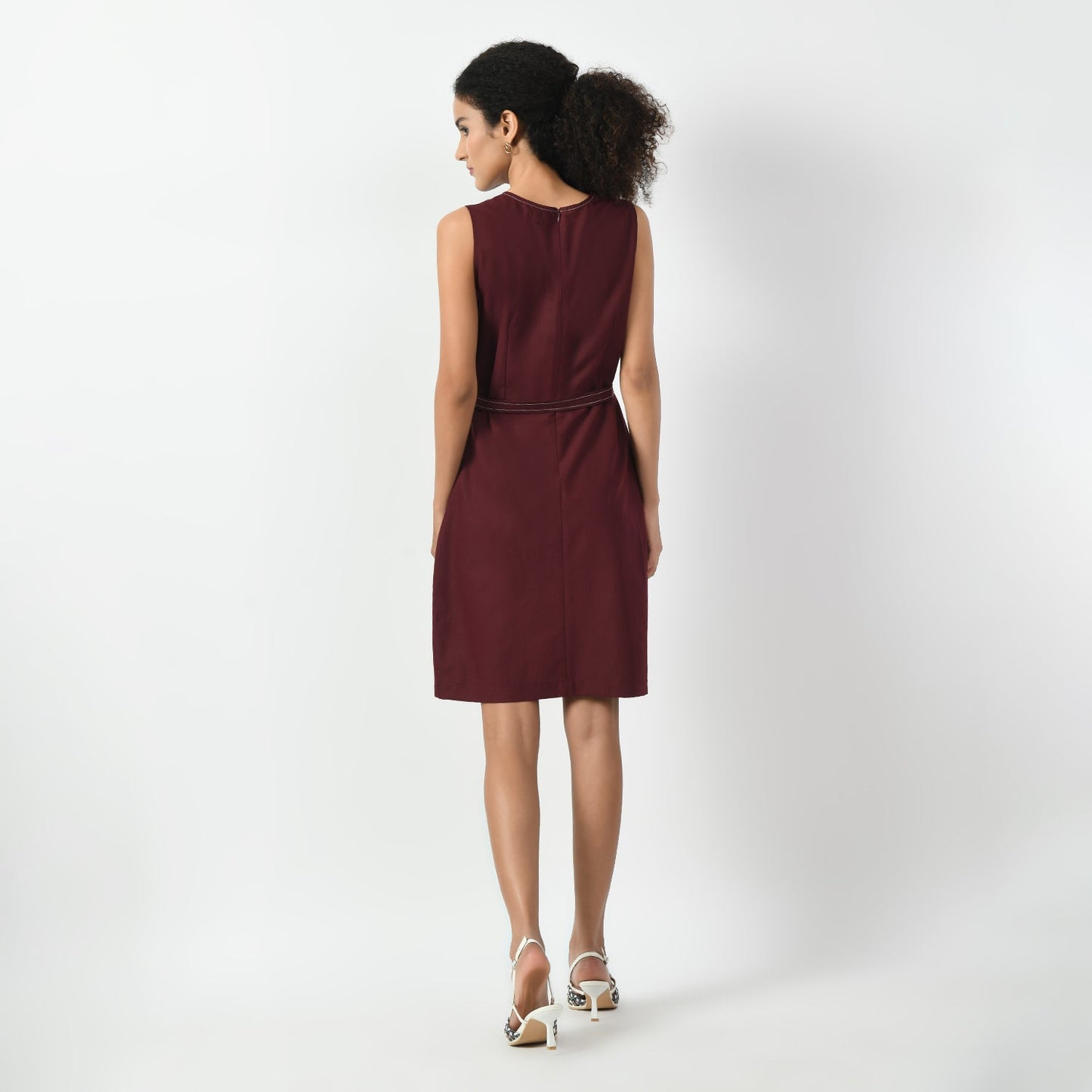 Maroon Square Neck Dress