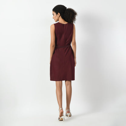 Maroon Square Neck Dress