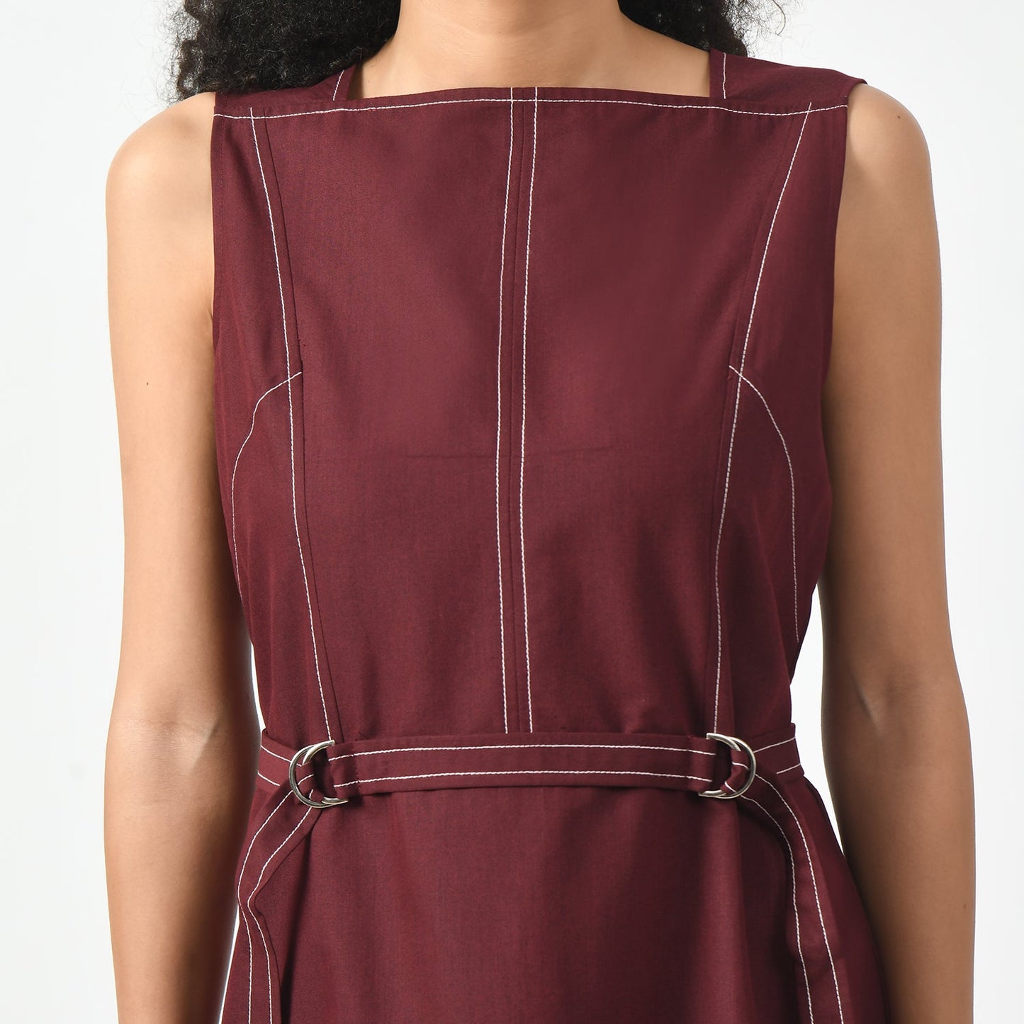 Maroon Square Neck Dress