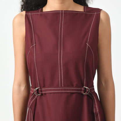 Maroon Square Neck Dress