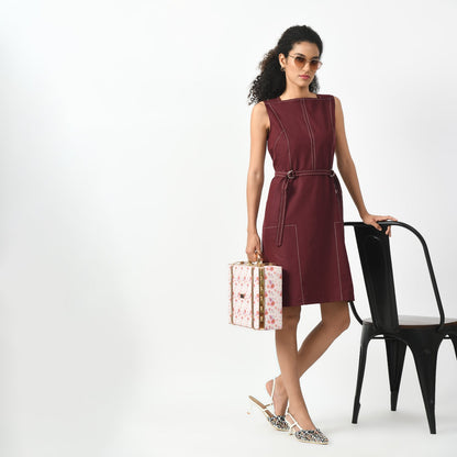 Maroon Square Neck Dress