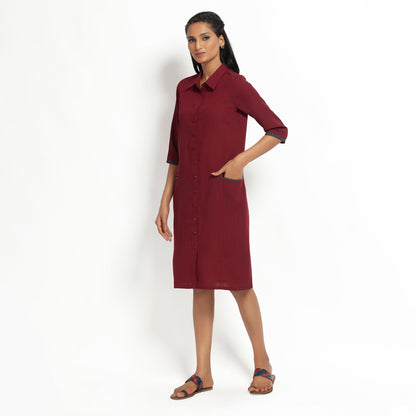 Maroon Straight Tunic Jacket With Contrast Pocket