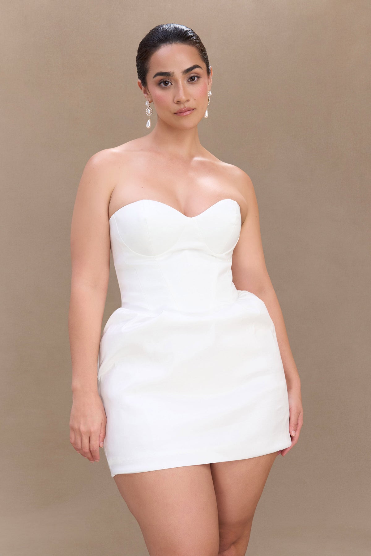 Suzette Taffeta Bow Mini Dress - White