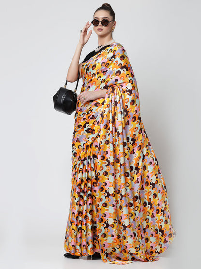 Multicolour Face Print Saree