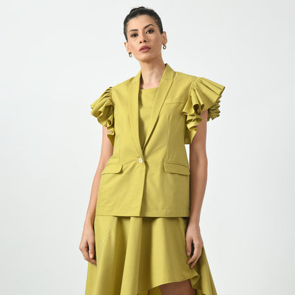 Mustard Jacket With Frill Sleeves