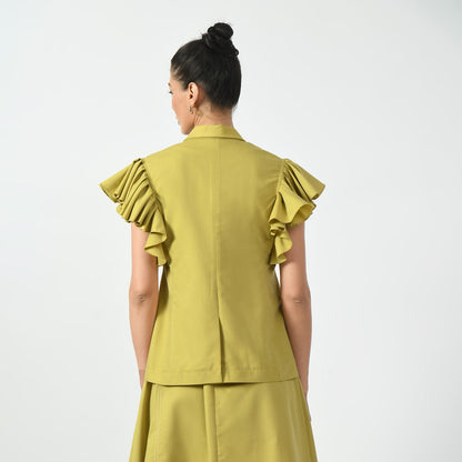 Mustard Jacket With Frill Sleeves