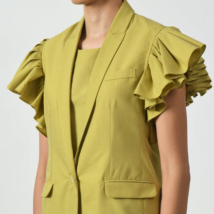 Mustard Jacket With Frill Sleeves