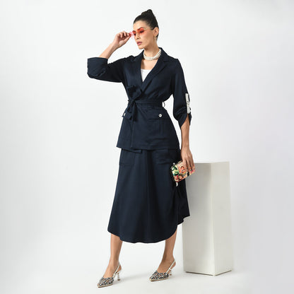 Navy Blue Skirt With Pocket