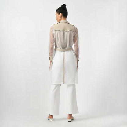 Off White Organza Long Jacket