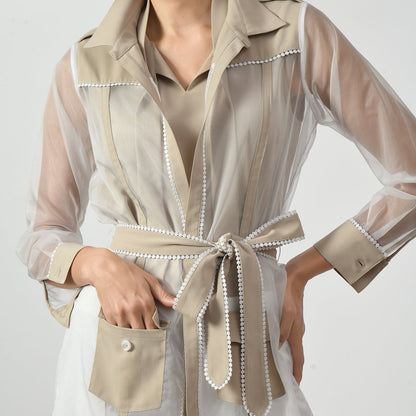 Off White Organza Long Jacket