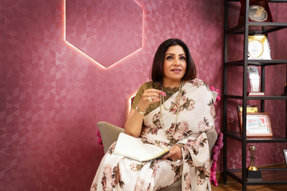 Pink Floral Print Saree