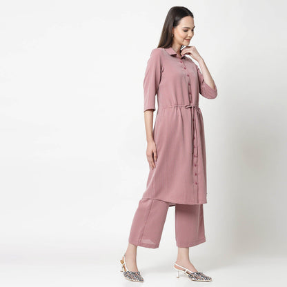 Pink Shirt Tunic With Draw Stings
