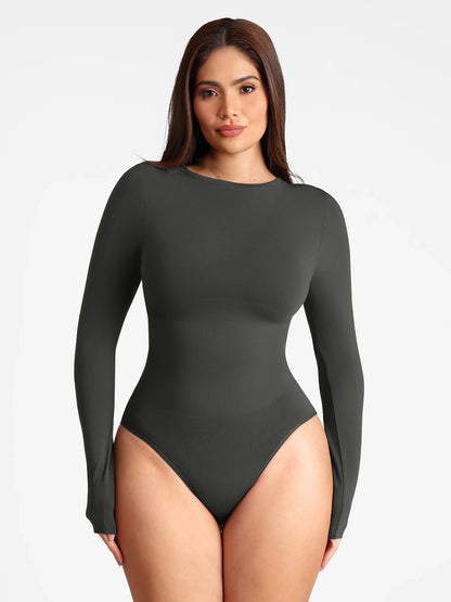 Feelingirl Seamless Buttery-Soft Crew Neck Bodysuit – Light Tummy Control