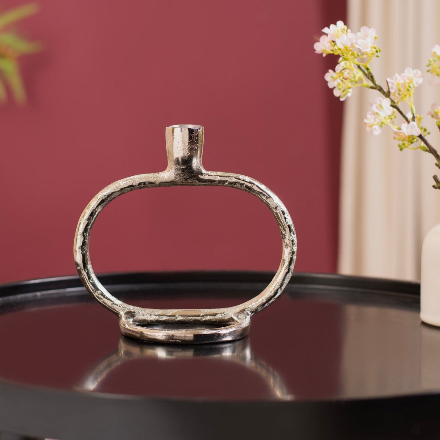 Set Of 2 Silver Modern Candle Stand