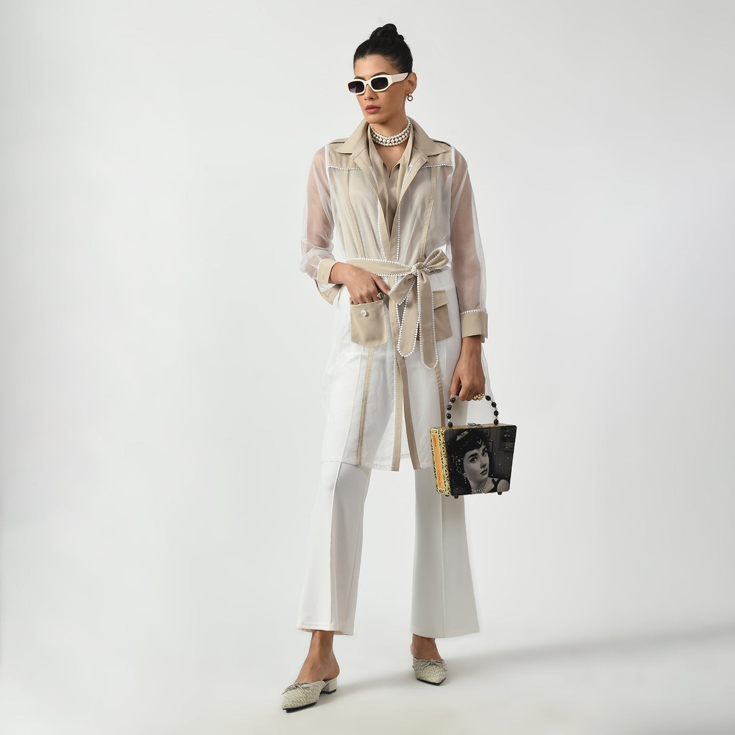 Off White Organza Long Jacket