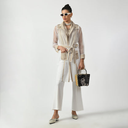 Off White Organza Long Jacket
