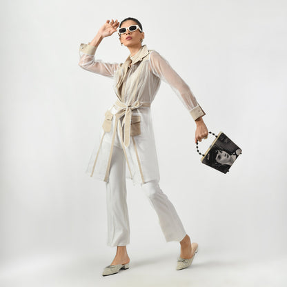 Off White Organza Long Jacket