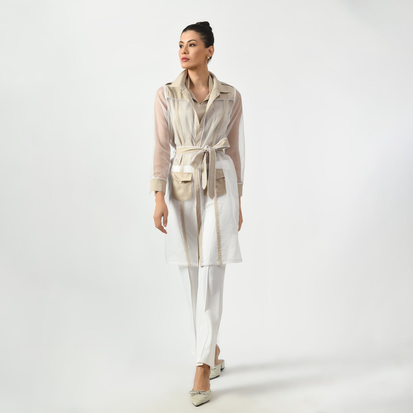 Off White Organza Long Jacket
