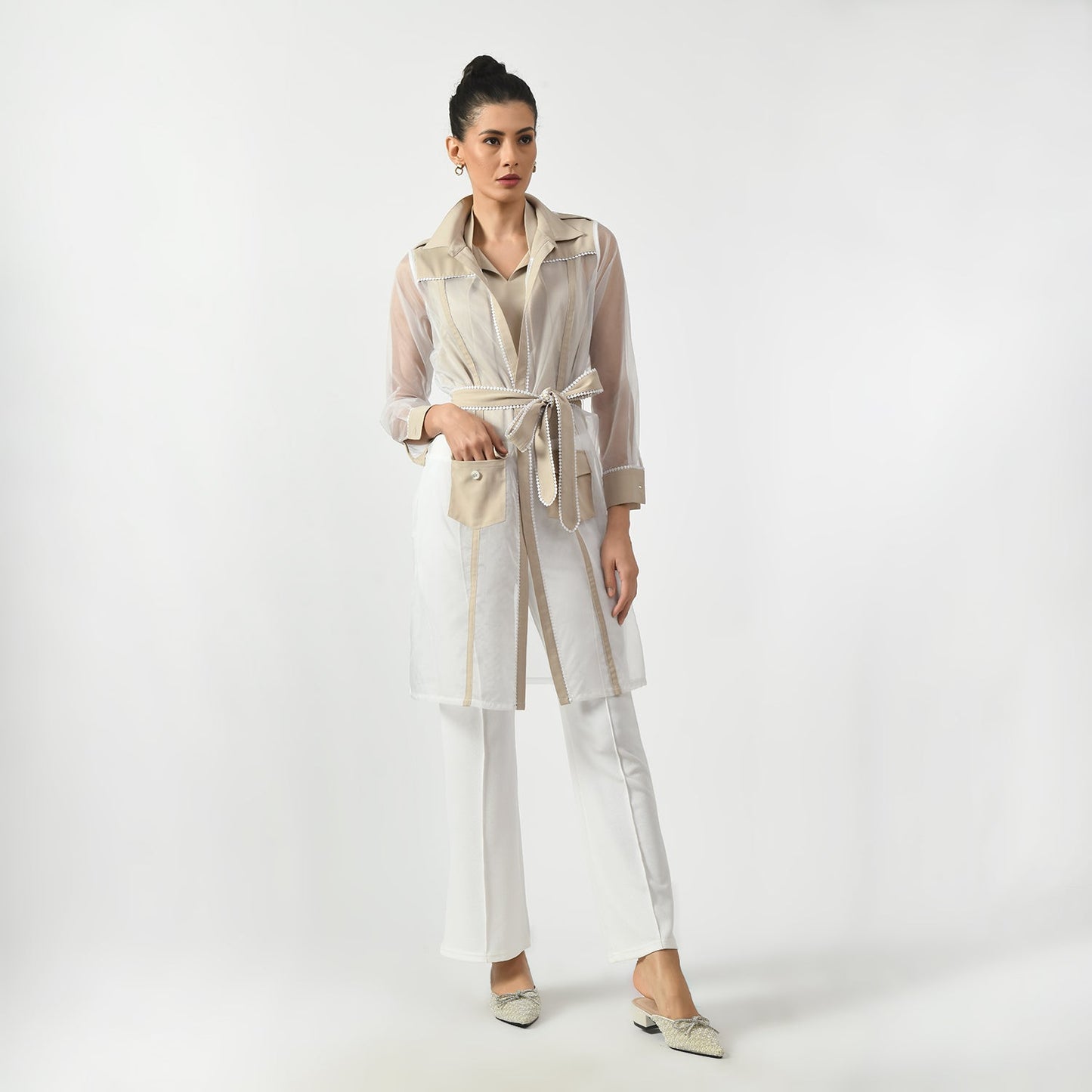 Off White Organza Long Jacket