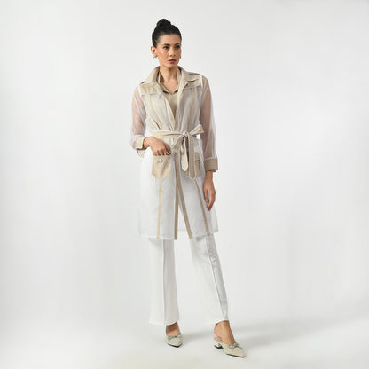 Off White Organza Long Jacket