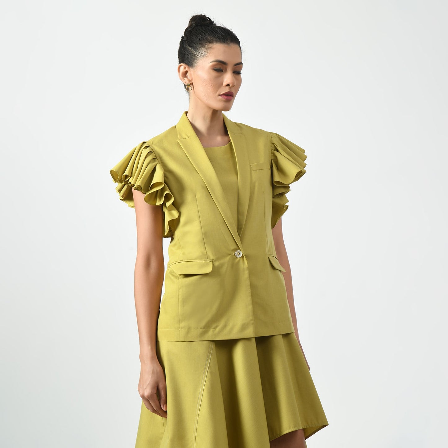 Mustard Jacket With Frill Sleeves