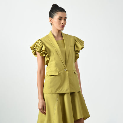Mustard Jacket With Frill Sleeves