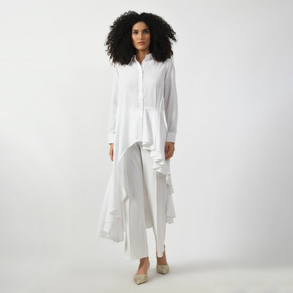 White Line Texture Long Tunic