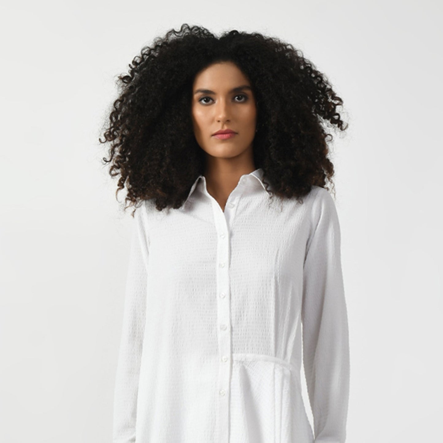 White Line Texture Long Tunic